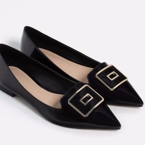 Zara Black Flats Size 7.5 NWT